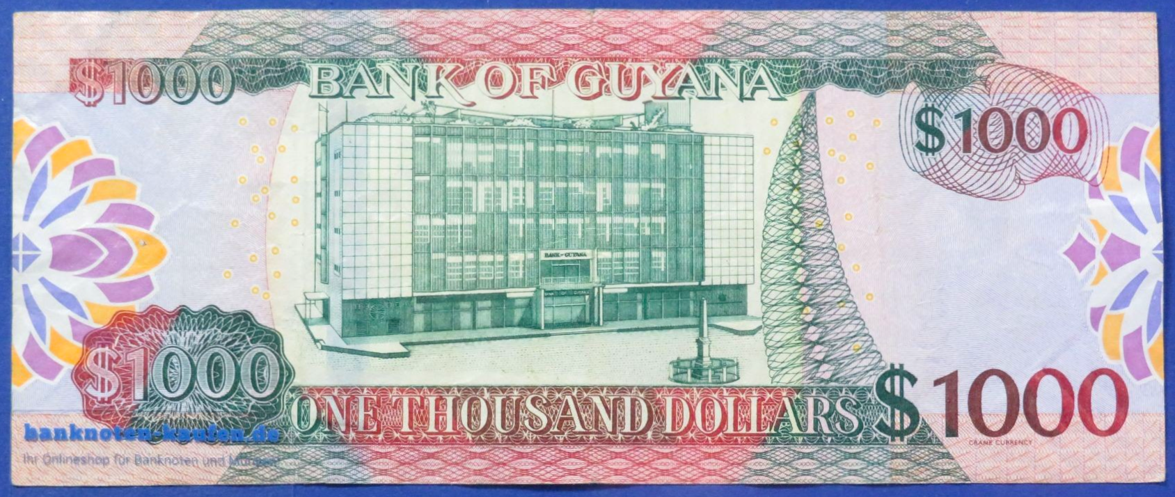 Guyana - 1,000 Dollars, 2019ND, circulated (USED / VF-), P-38c