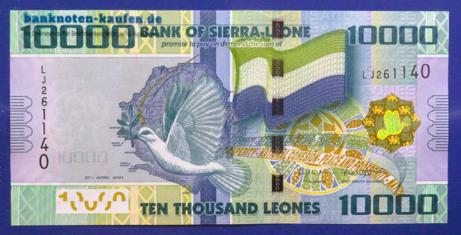 Sierra Leone - 10,000 Leones, 2021, uncirculated (UNC), P-33f