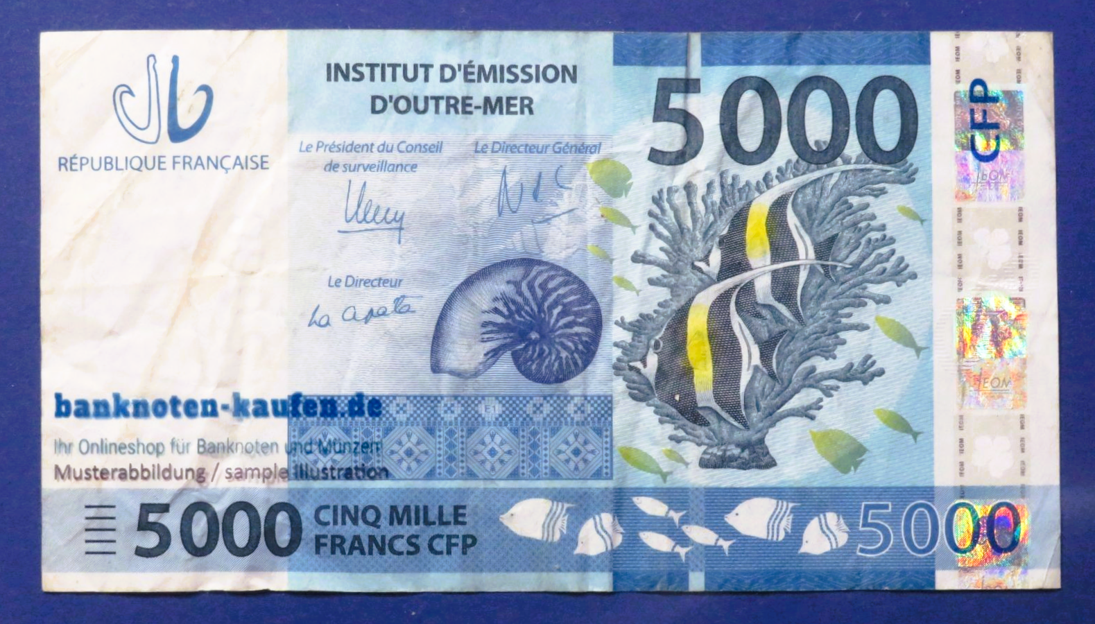French Pacific Territories - 5,000 Francs CFP, 2014ND, circulated (USED / VF-), P-7