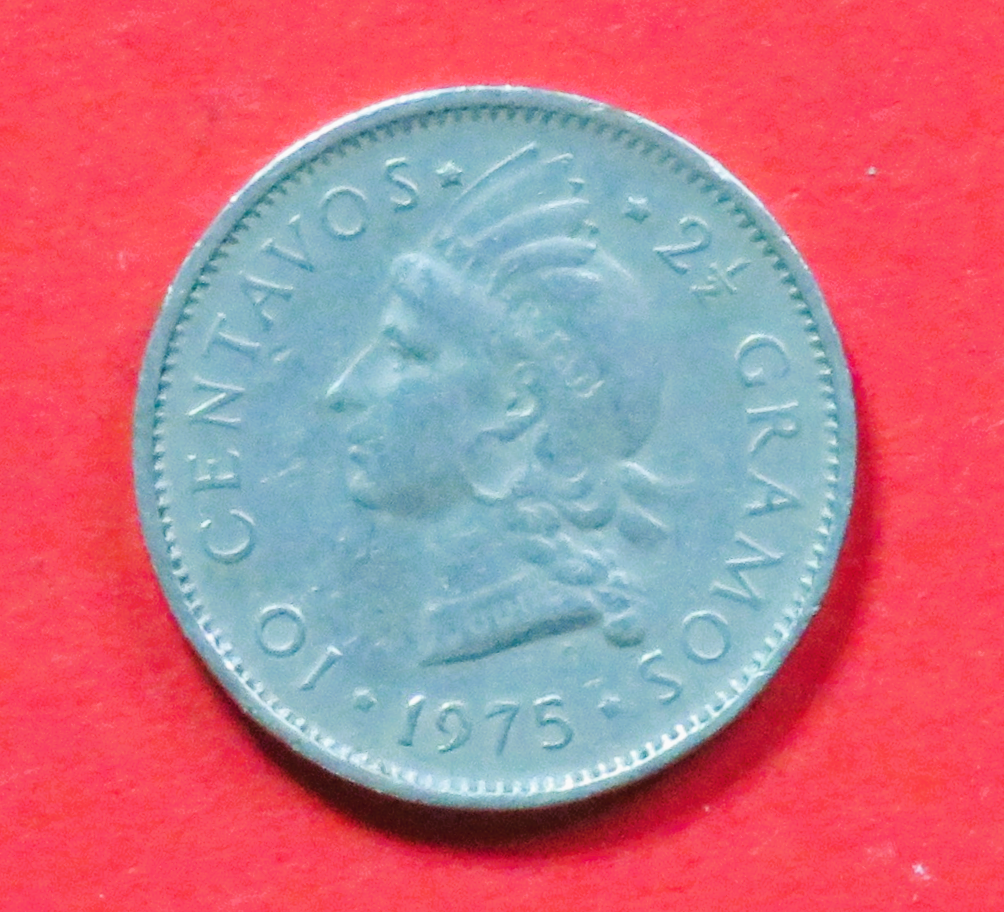 Dominikanische Republik: 10 Centavos, 1967/1973-75, gebraucht (used / ss), # 4a