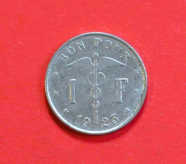 Belgium:  1 Franc (fr-type), 1922-1934, circulated (USED / vf)