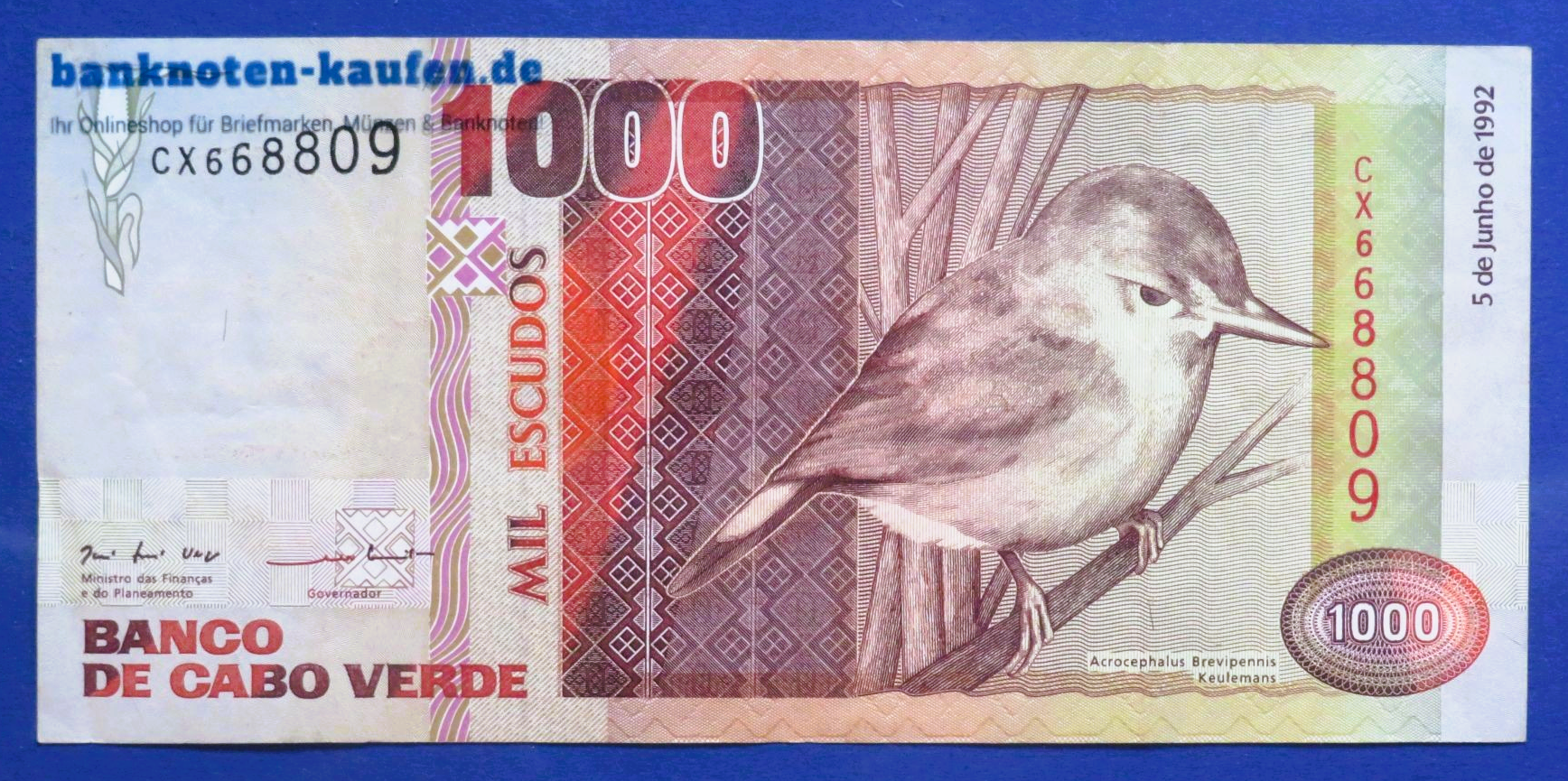Kap Verde, 1.000 Escudos, 1992, gebraucht (USED / VF), P-65a