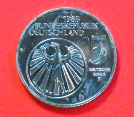 Germany, Federal Republic: 5 Deutsche Mark, 1985, circulated (used / vf), Commemorative issue, # 161