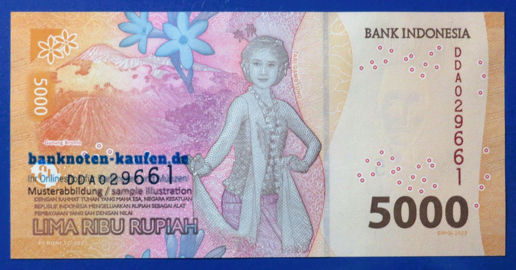 Indonesien, 5.000 Rupiah, 2022, kassenfrisch (UNC)