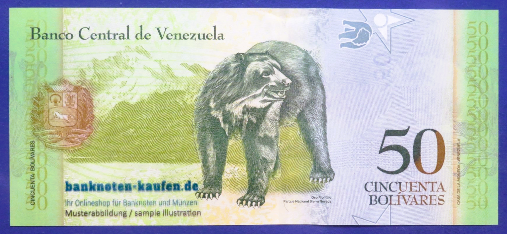 Venezuela, 50 Bolivares fuerte, 2015, kassenfrisch (UNC), P-92
