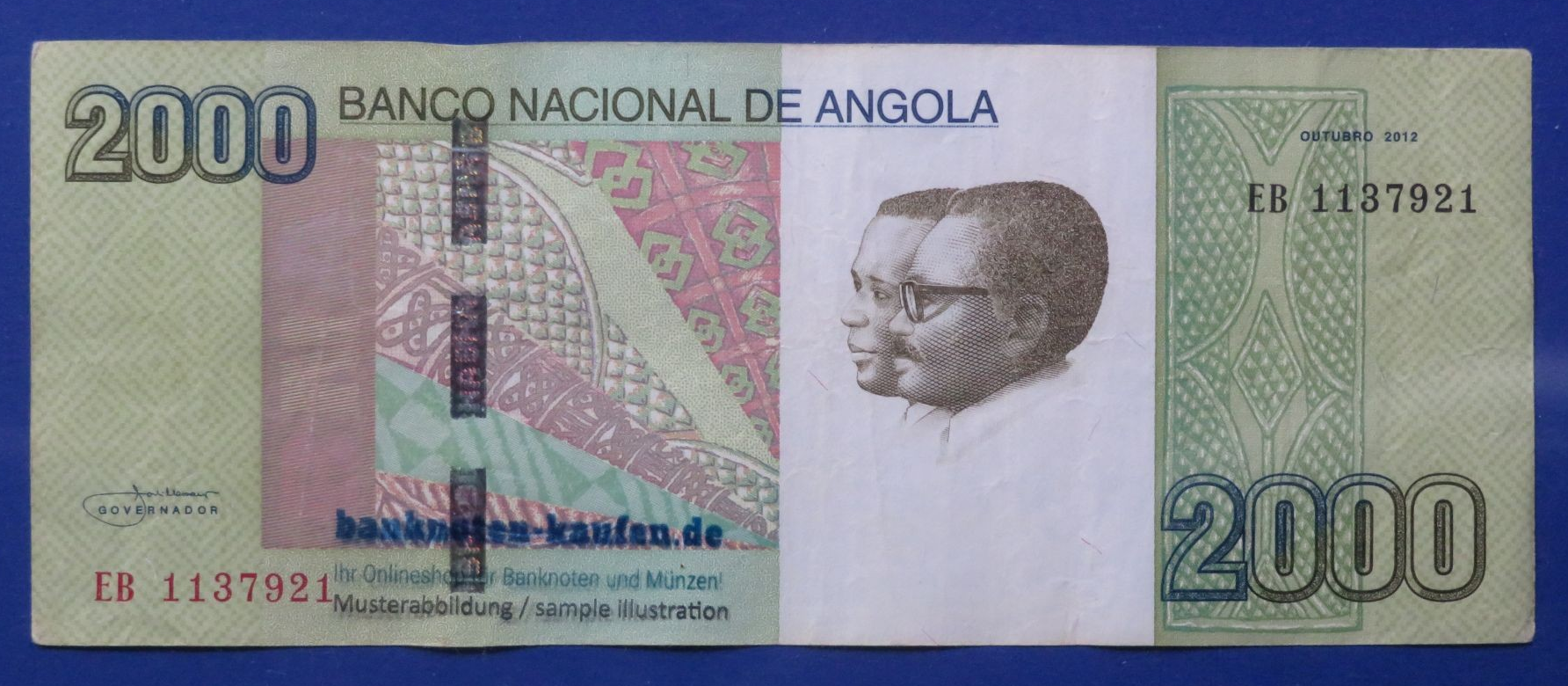 Angola - 2,000 Kwanzas, 2012, circulated (USED / VF), P-157