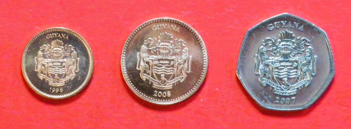 Guyana, 1/5/10 Dollars, 2005+, unzirkuliert (UNC)