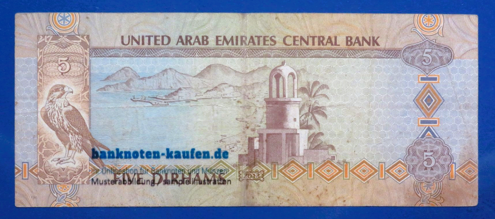 United Arab Emirates, 5 Dirhams, 2013, circulated (USED / F), P-26b