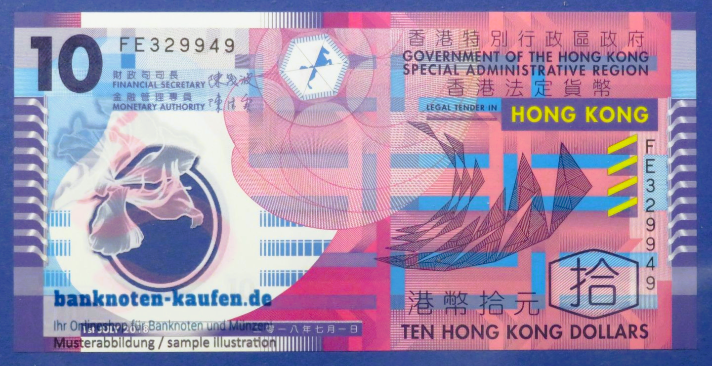 Hongkong, 10 Dollars, 2018, uncirculated (UNC), Polymer, P-401e