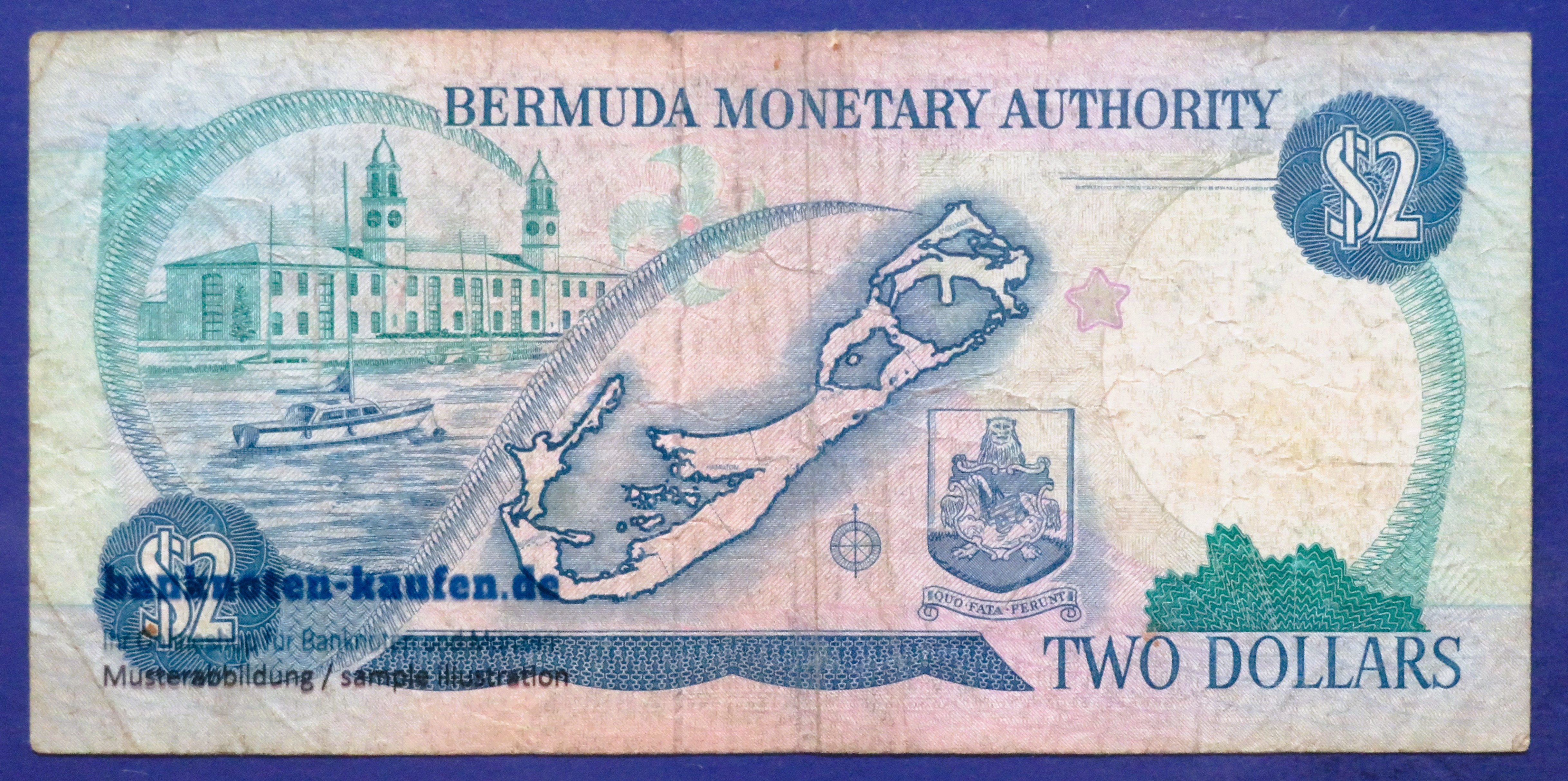 Bermuda, 2 Dollars, 1988, gebraucht (USED / F), P-34a