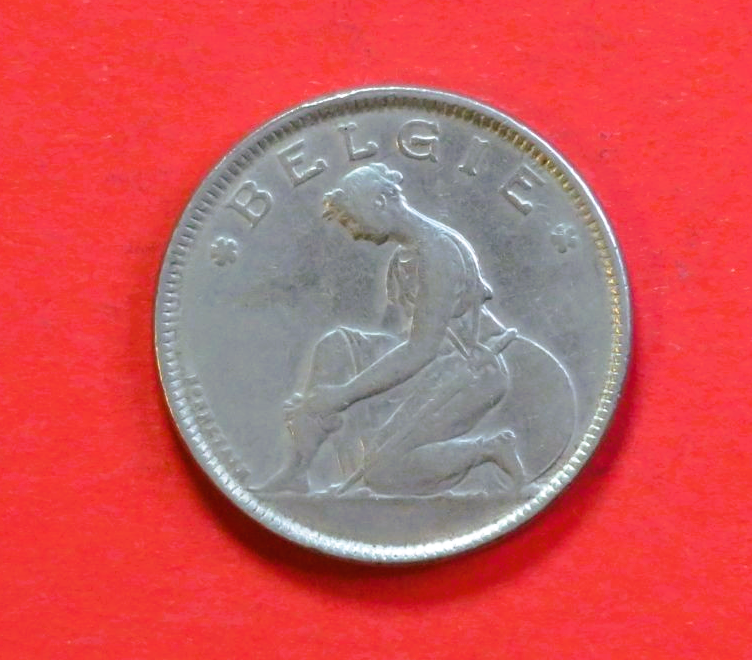 Belgien:  2 Frank (NL-Version), 1923-1930, gebraucht (USED / ss)