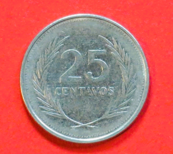 El Salvador: 25 Centavos, 1992-1999, gebraucht (used / ss), # 46a