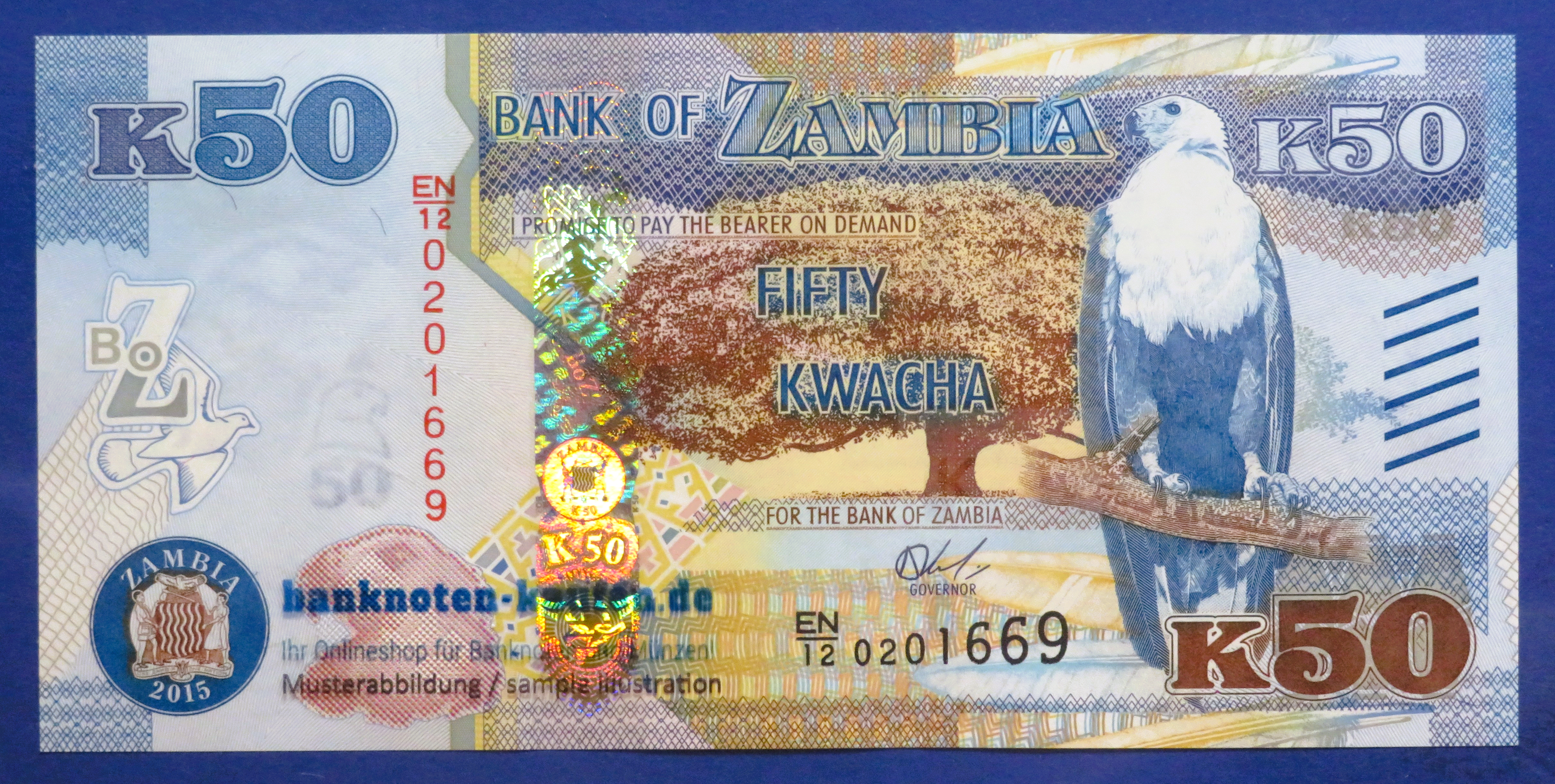 Zambia, 50 Kwacha, 2015 uncirculated (UNC), P-60a