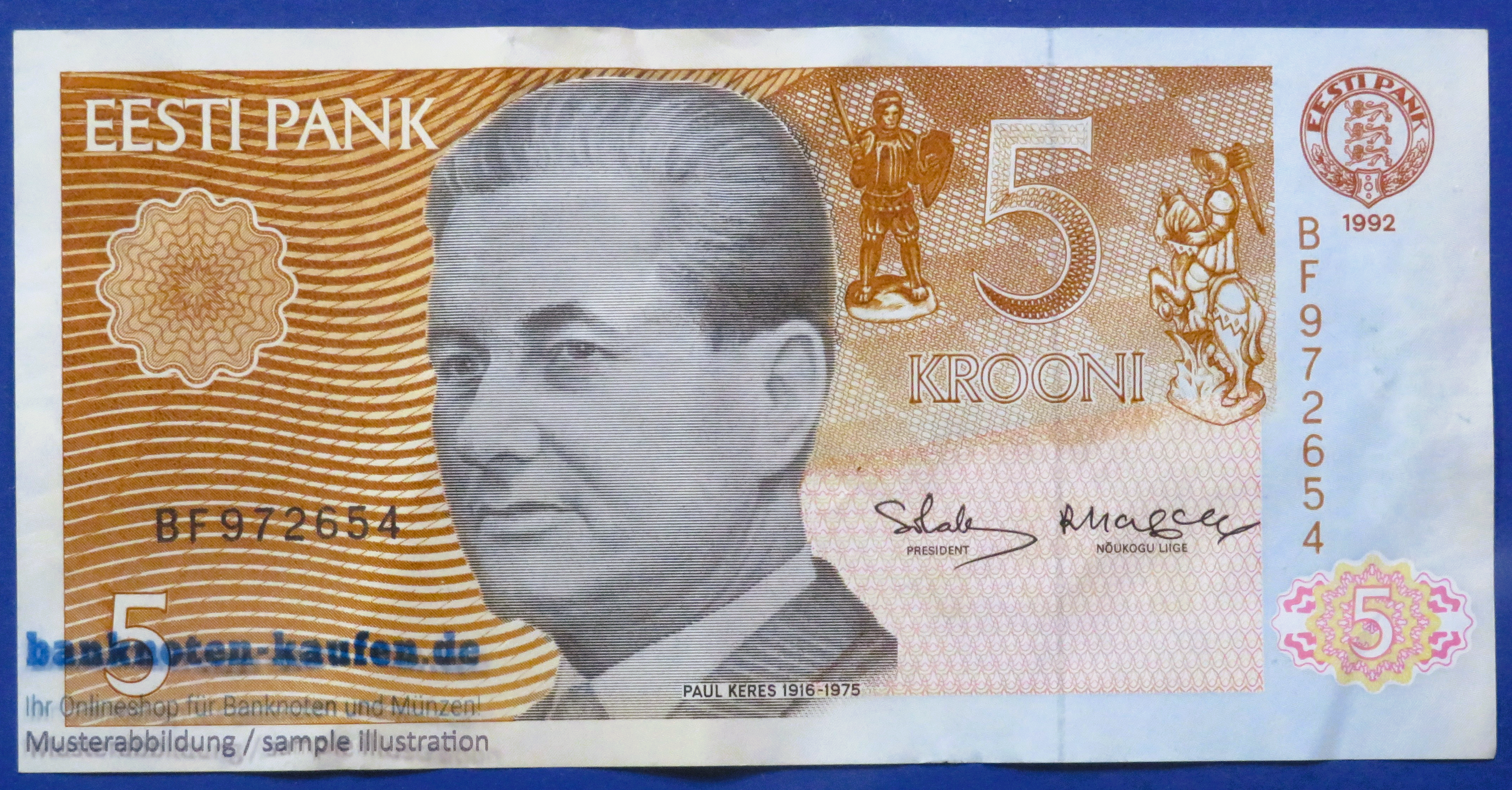 Estonia, 5 Krooni, 1992, circulated (USED / VF), P-71b