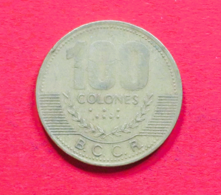 Costa Rica: 100 Colones, 1997/1998, gebraucht (used / ss), # 92a.1 Rs: Innschrift größer