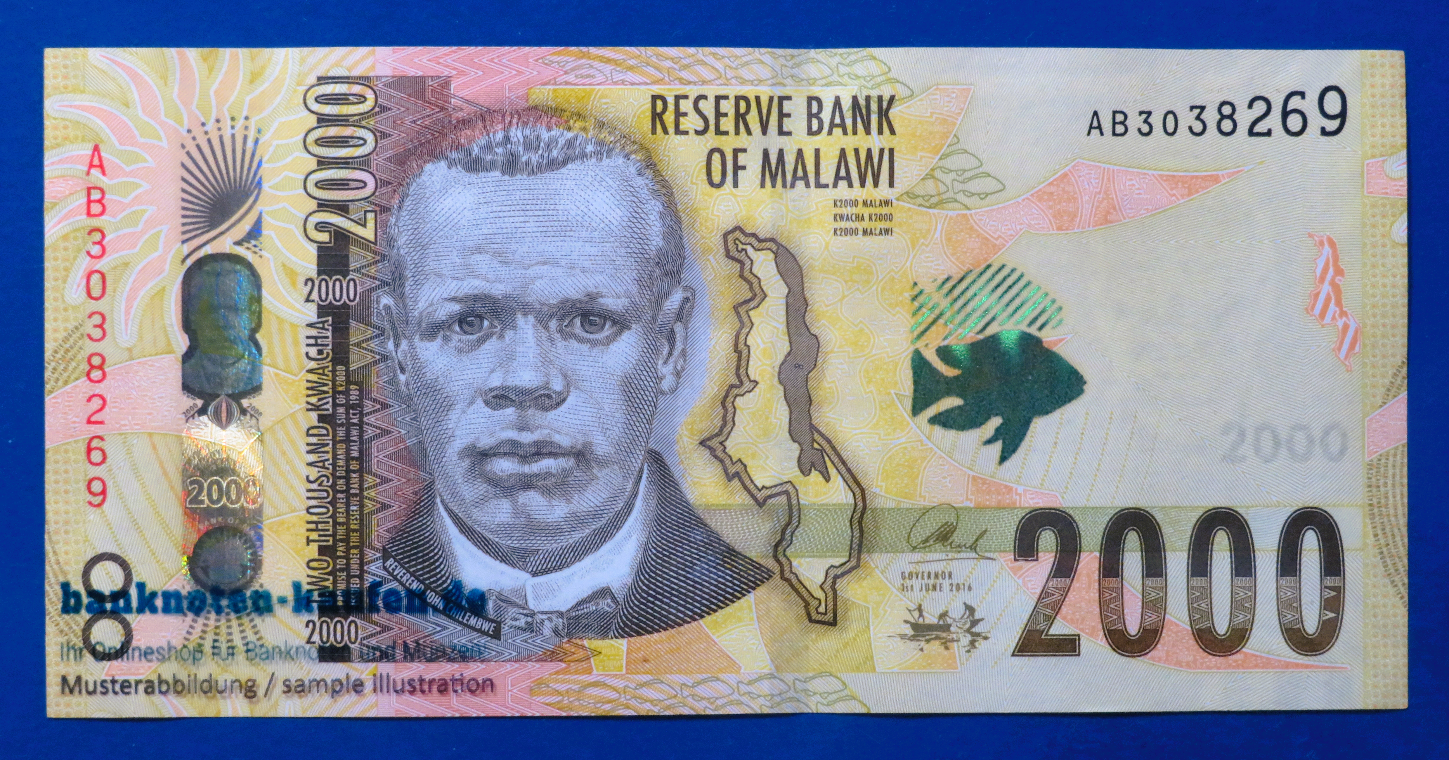 Malawi, 2.000 Kwacha, 2016, fast kassenfrisch (AU), P-69a
