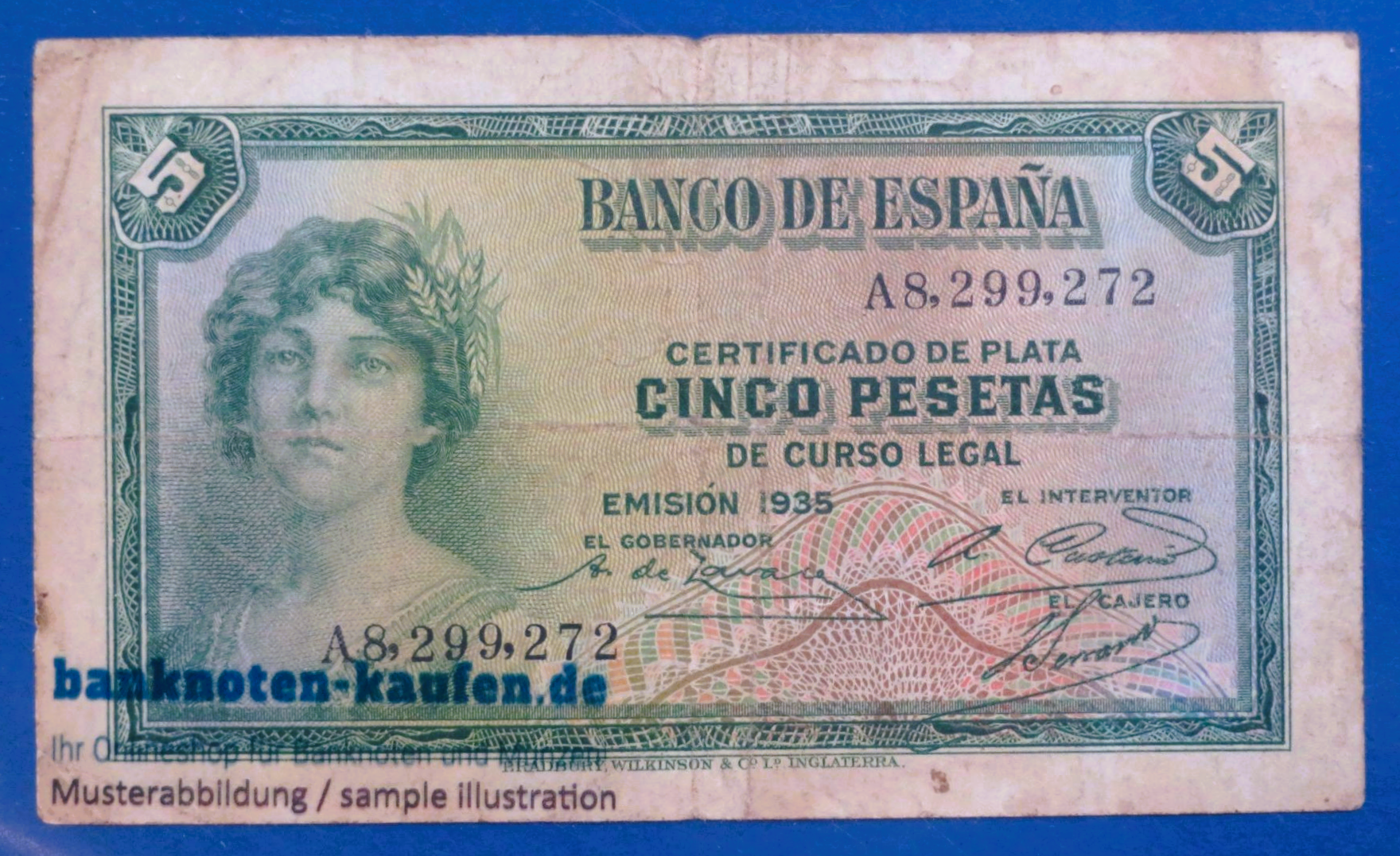 Spain, 5 Pesetas, 1935, circulated (USED / F), P-85