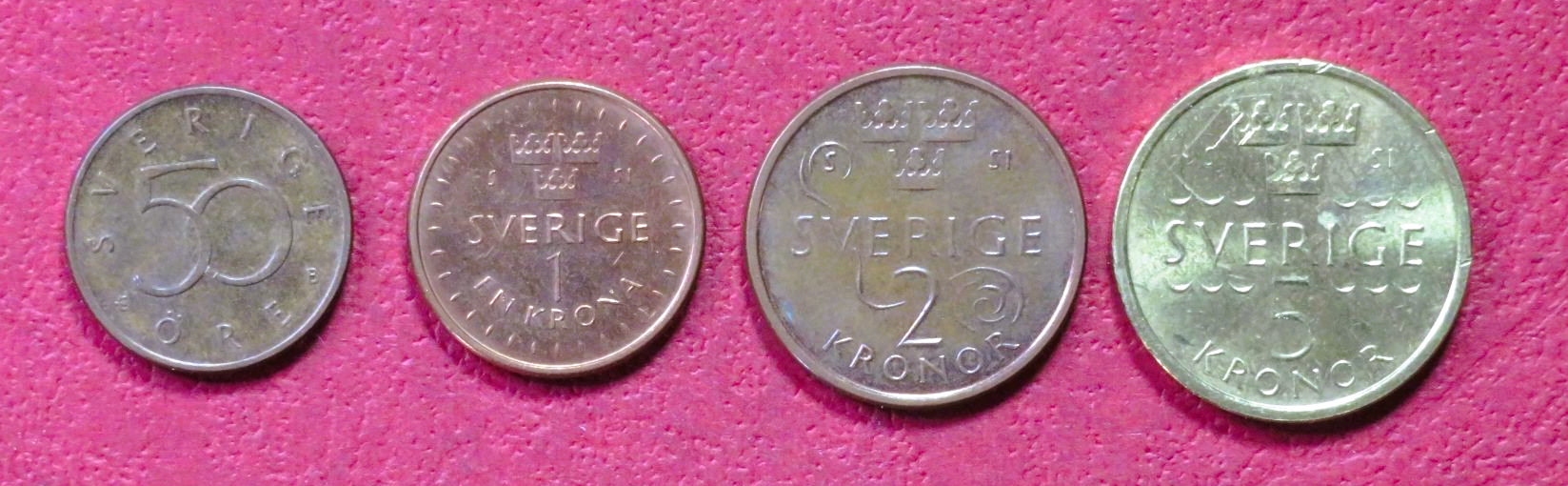 Sweden - Set 6: 50 Öre 1/2/5 Kronor, 1992-2009 / since 2016, circulated (USED / vf)