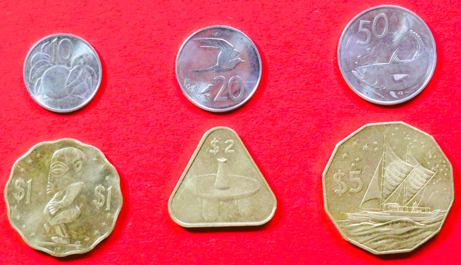 Cook Islands: 10/20/50 Cents + 1/2/5 Dollars, 2015, extremely fine (xf)