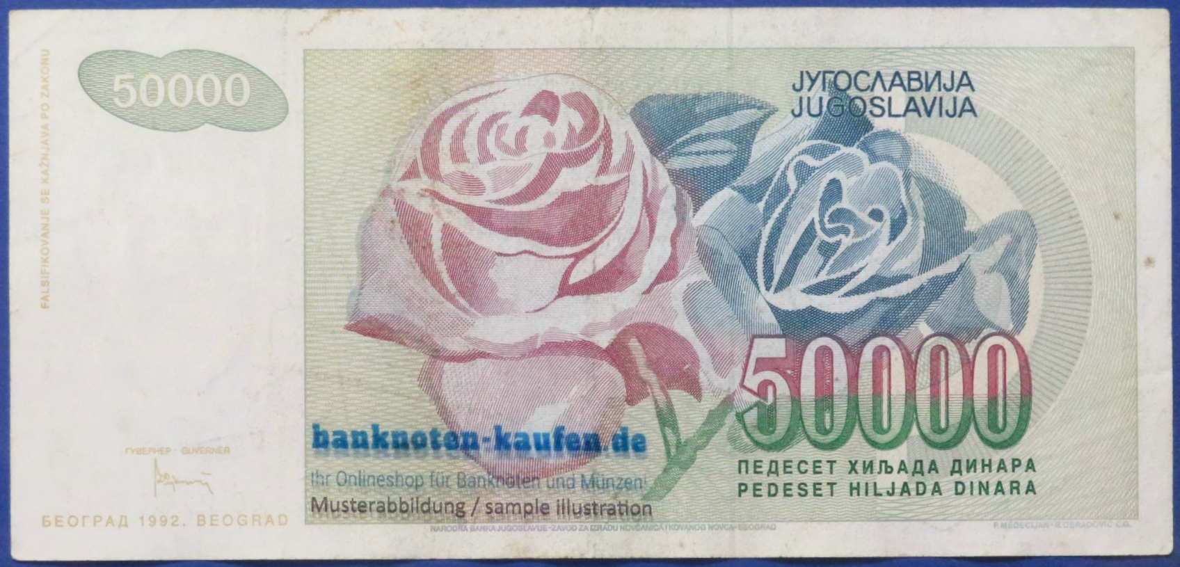 Jugoslawien, 50.000 Dinara, 1992, gebraucht (USED / VF), P-117