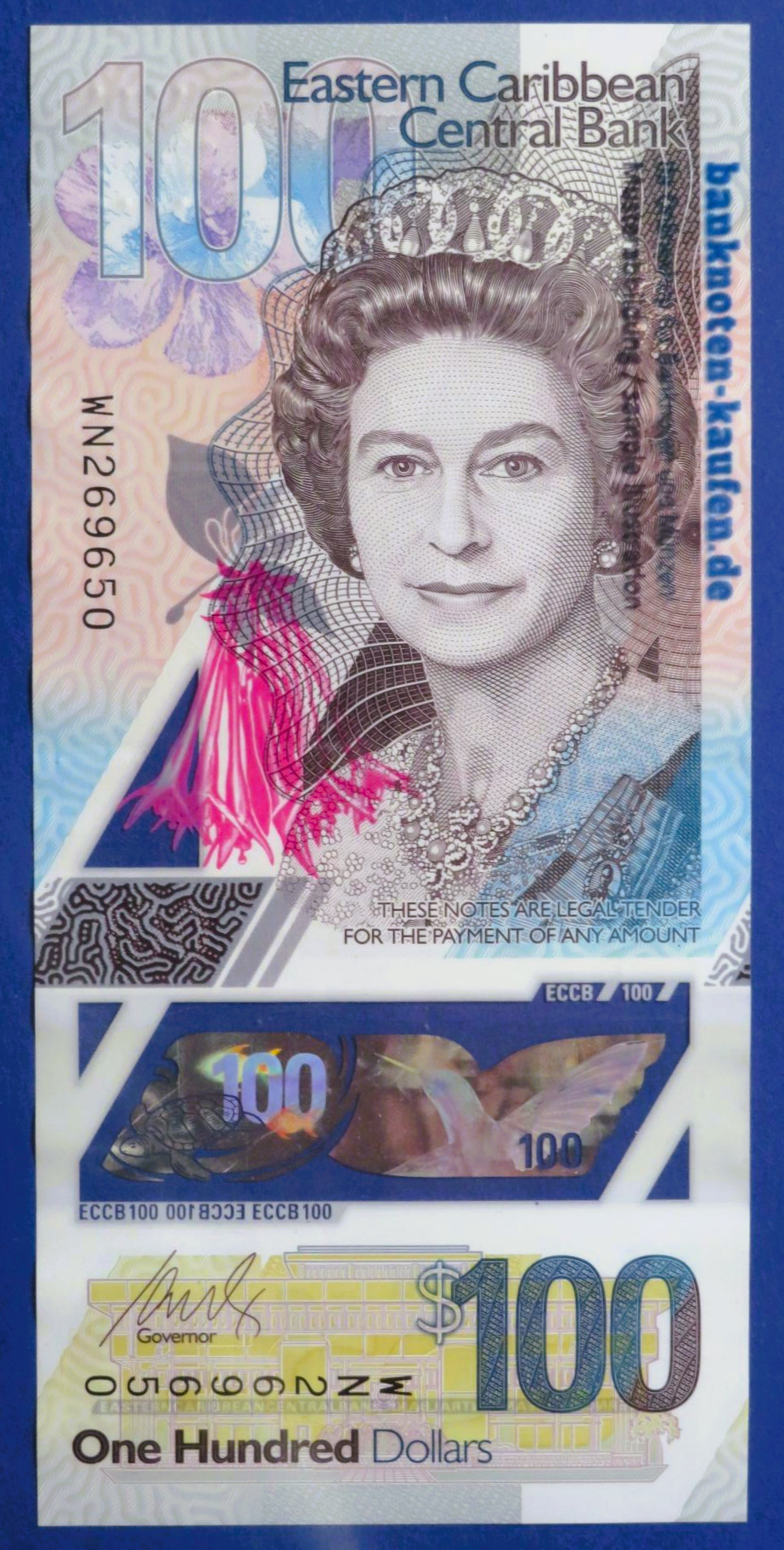 East Caribbean States, 100 Dollars, 2019ND, circulated (USED / XF), Polymer