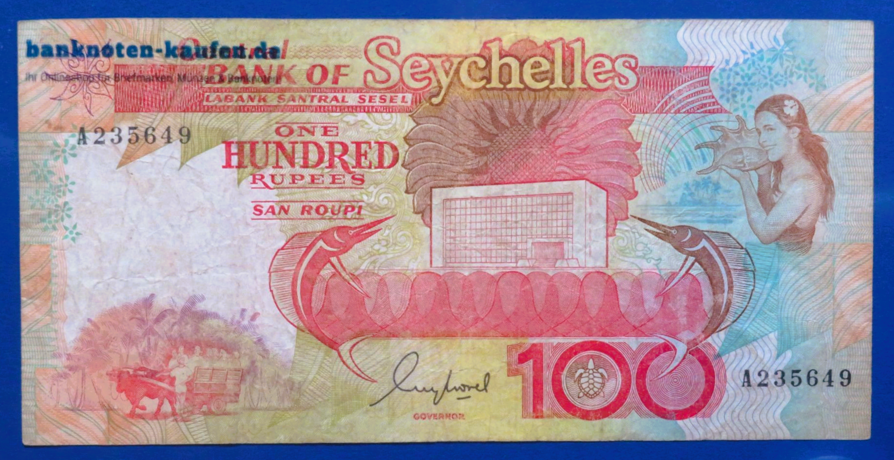 Seychellen, 100 Rupien, 1989ND, gebraucht (USED / F), P-35