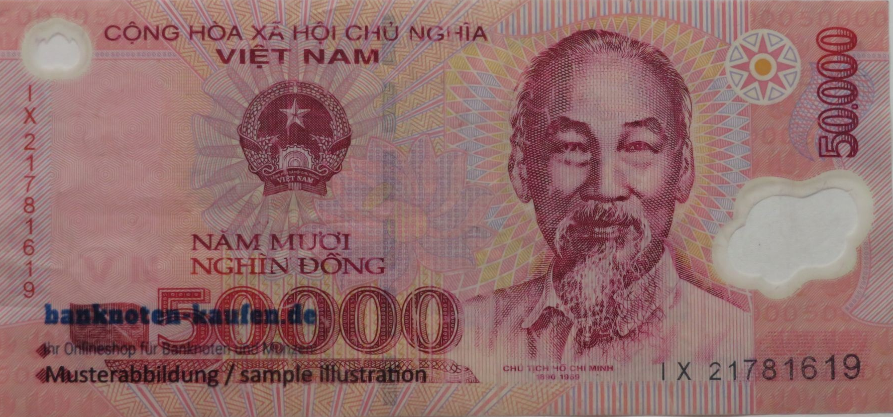 Vietnam, 50.000 Dong, 2021, USED condition,  F-VF, Polymer plastic, P-121
