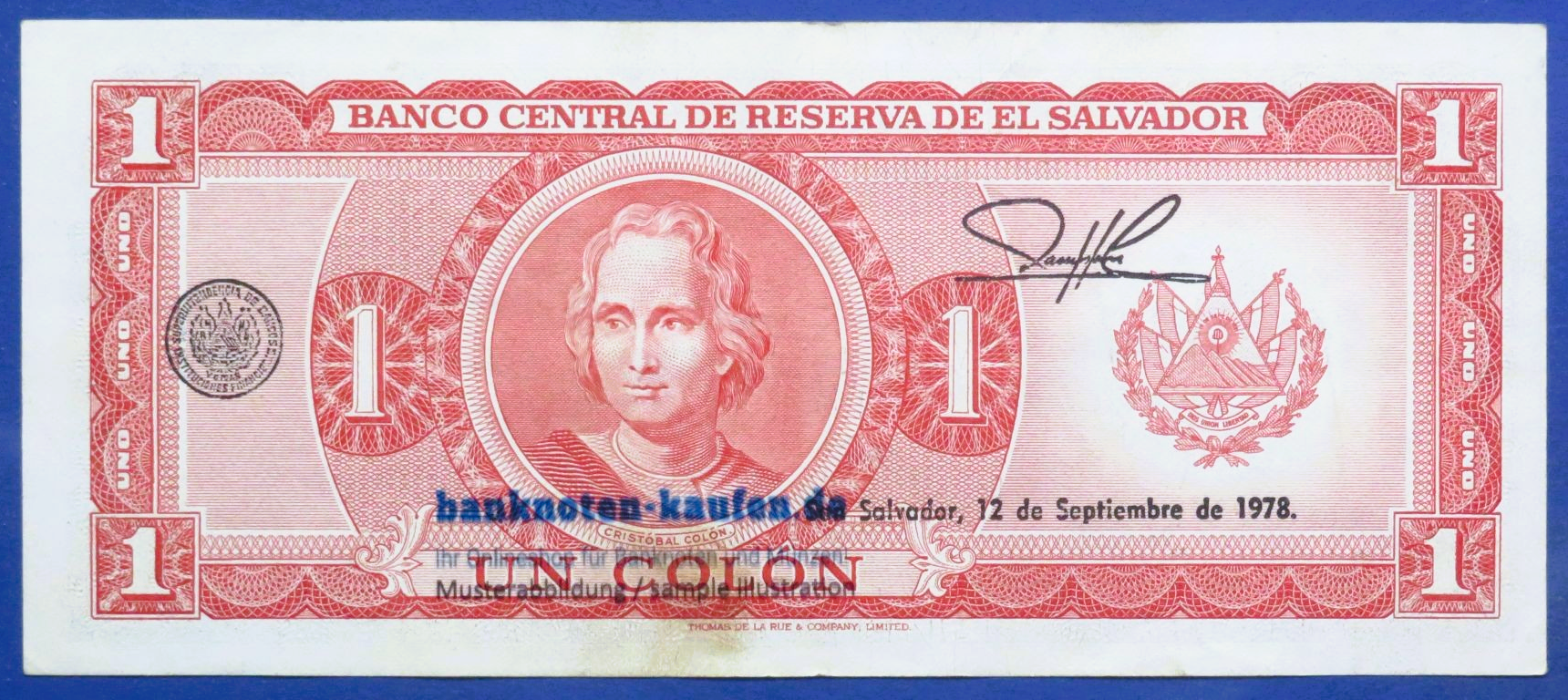 El Salvador, 1 Colon, 1976, circulated (USED / VF), P-123