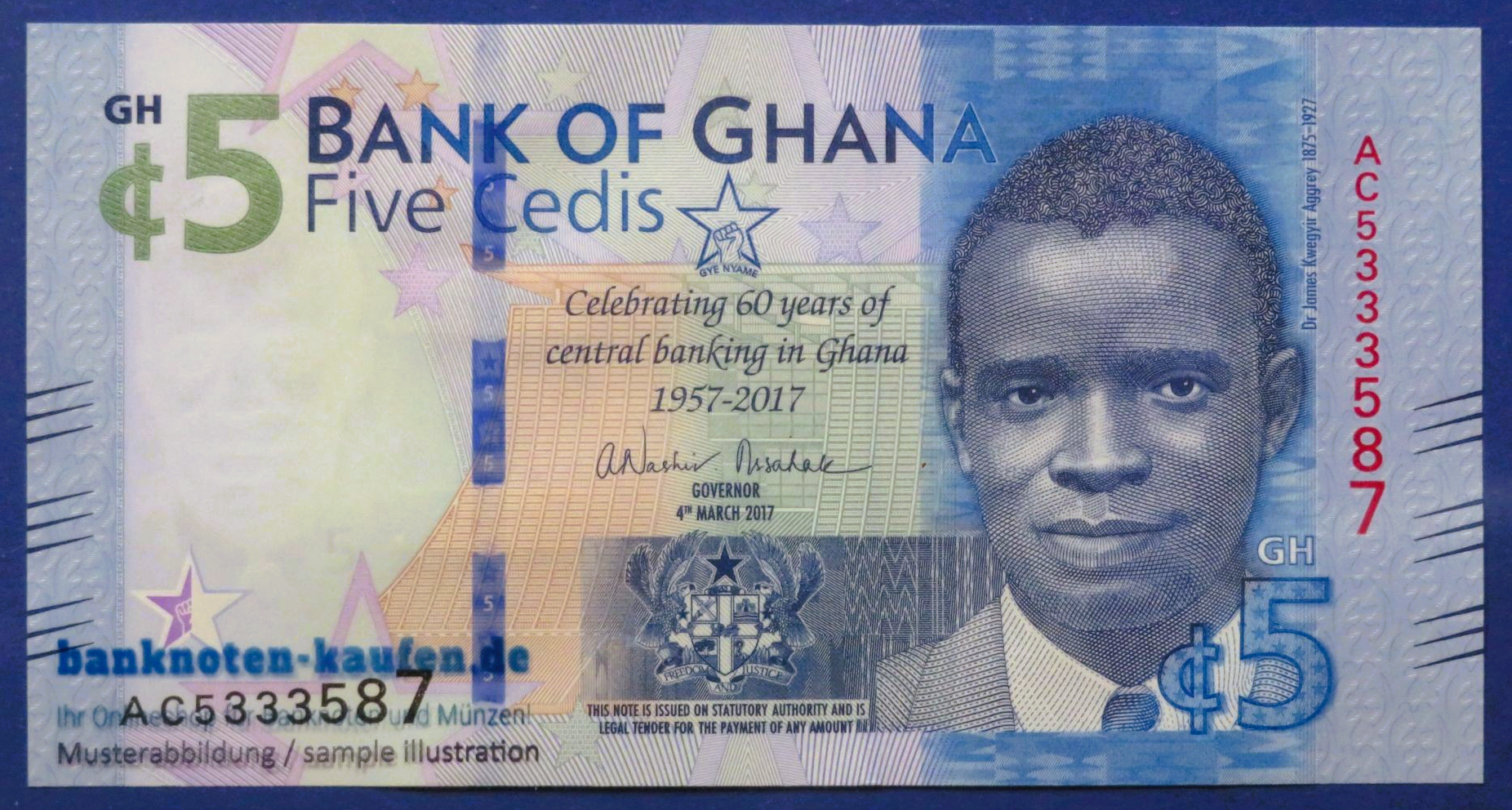 Ghana, 5 Cedis, 2017, uncirculated (UNC), Commemorative issue, P-43