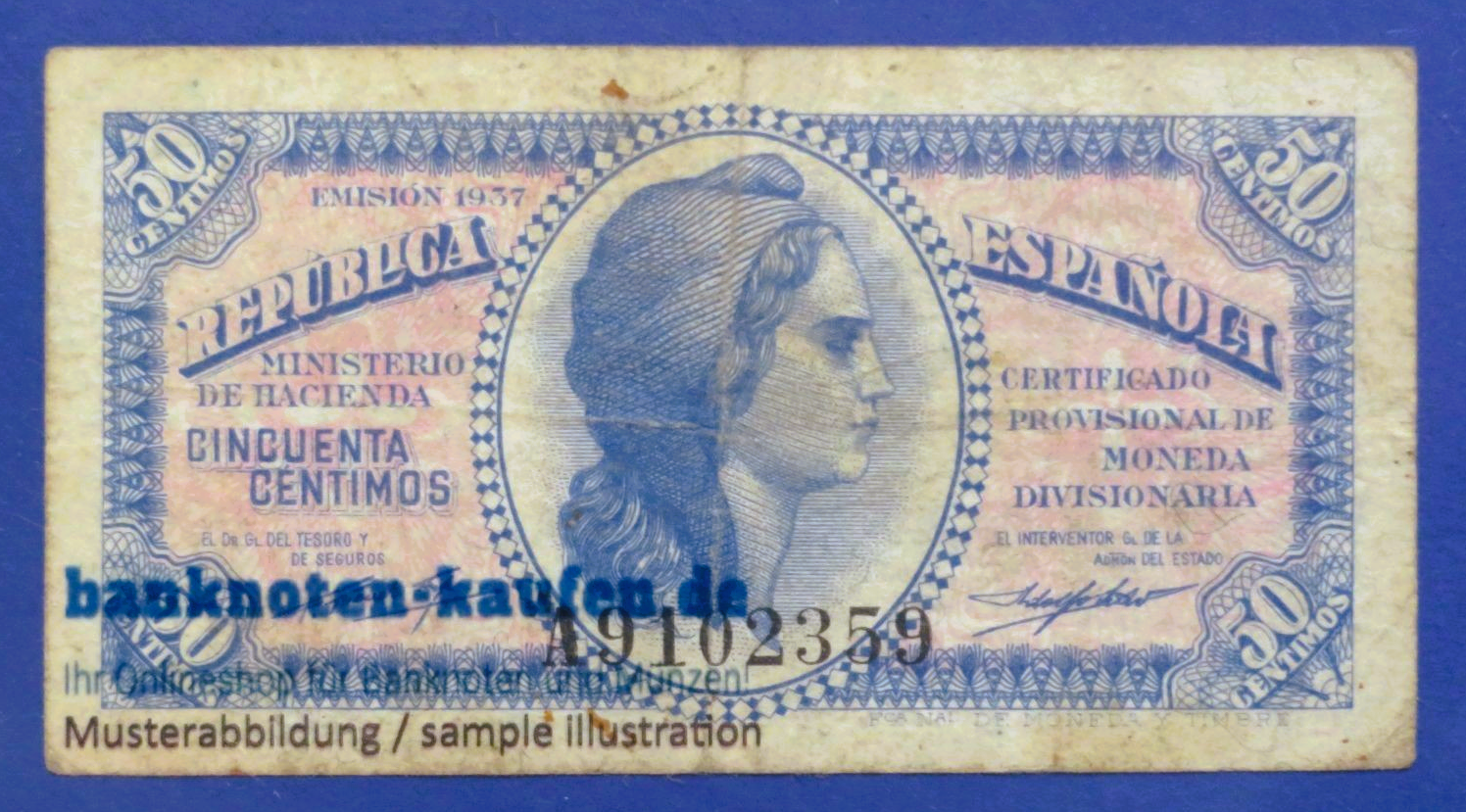 Spain, 50 Centimos, 1937, circulated (USED / F), P-93