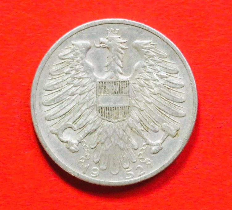 Österreich:  5 Schilling, 1952, gebraucht (used / ss+), # 72