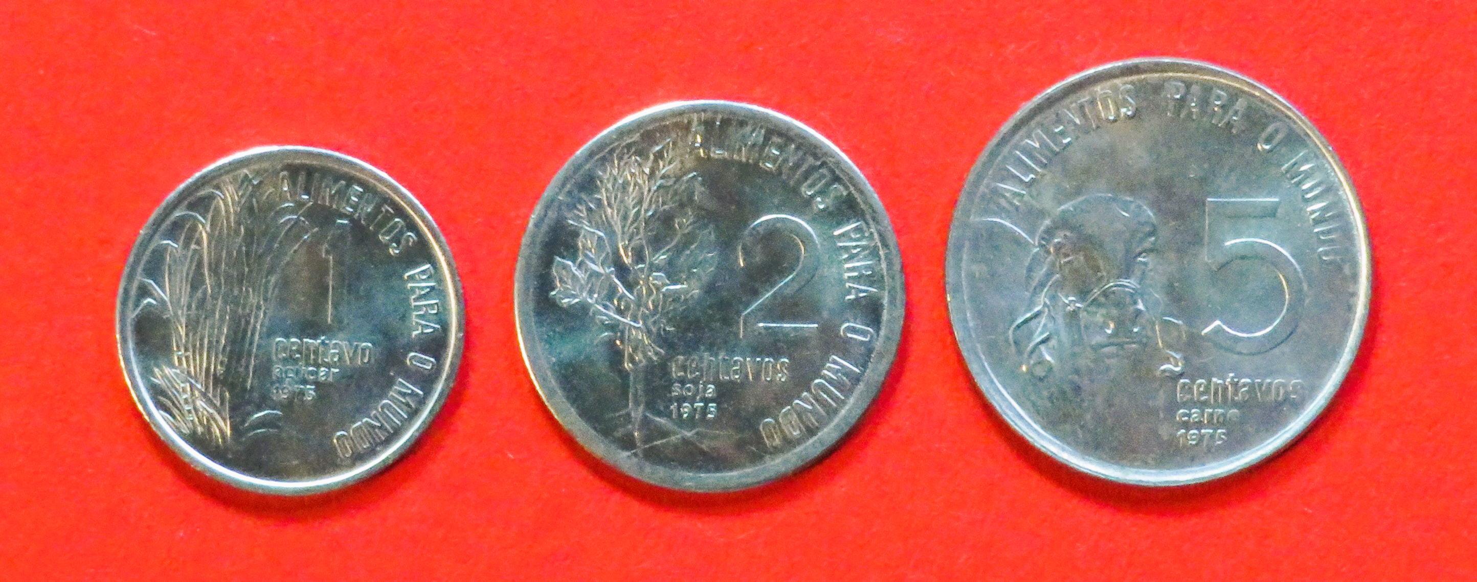 Brazil - Set 5: 1/2/5 Centavos, 1975-1978, circulated (used / vf), FAO-issue