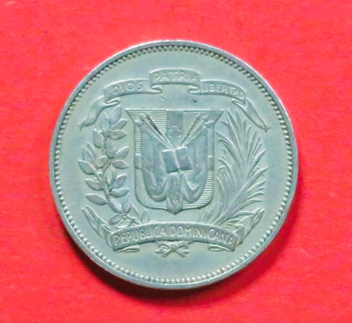Dominikanische Republik: 25 Centavos, 1967-1974, gebraucht (used / ss), # 5a.1