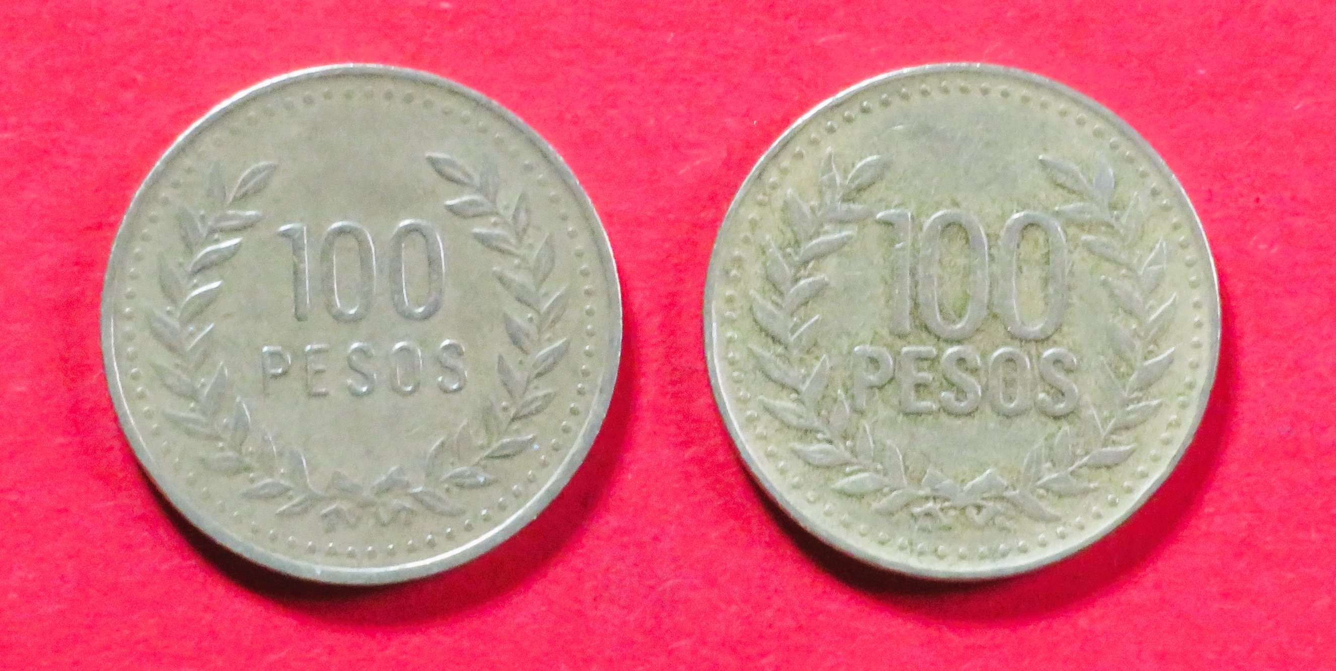 Kolumbien - Set 5:  2 x 100 Pesos (Varianten), 1992-2012, gebraucht (used / ss), # 112