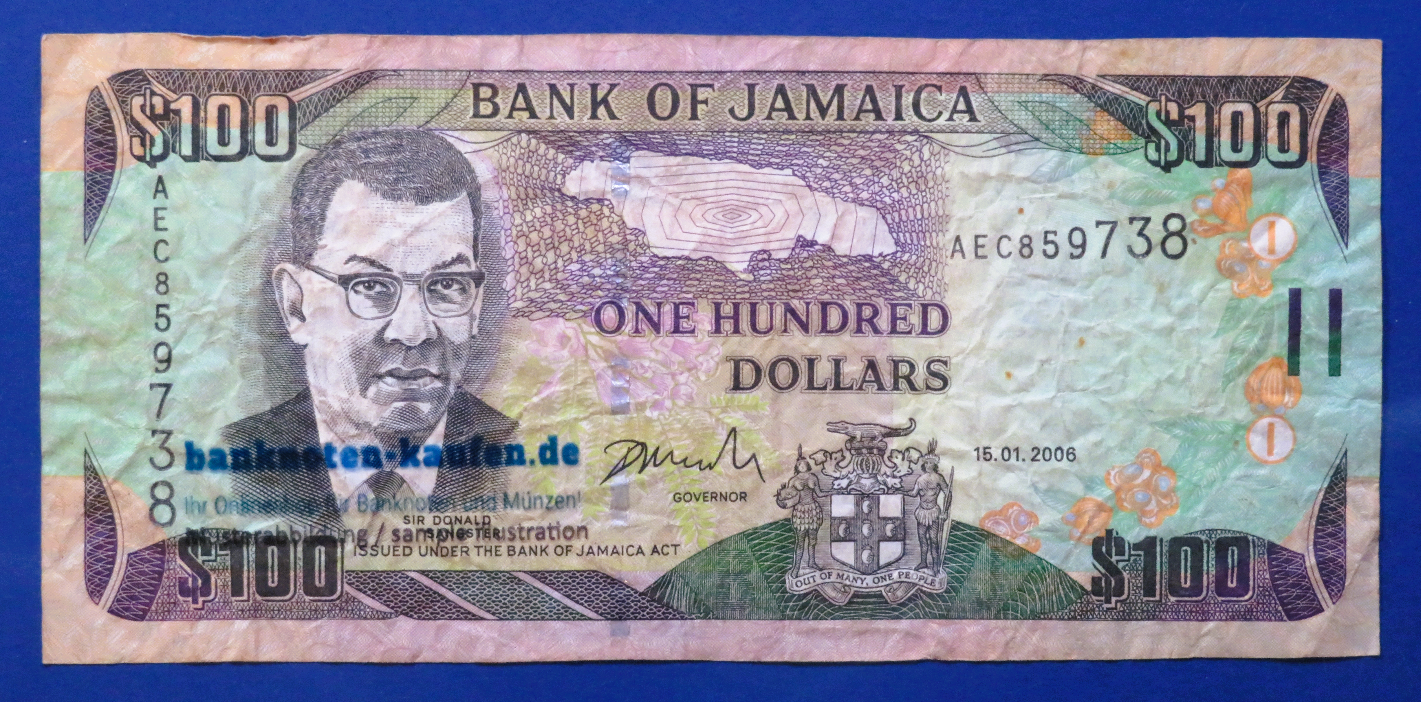 Jamaica, 100 Dollars, 2006, circulated (USED / F), P-84b