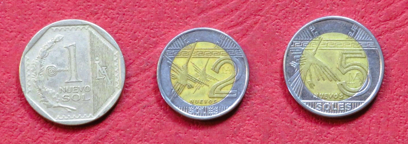 Peru - Set 13: set of 3 coins, 1-5 Nuevos Soles, 2010-2015, circulated (USED / vf)