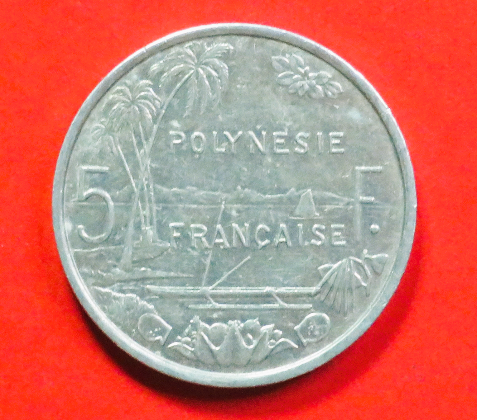 französisch Polynesien: 5 Francs, 1975+, gebraucht (used / ss), # 14