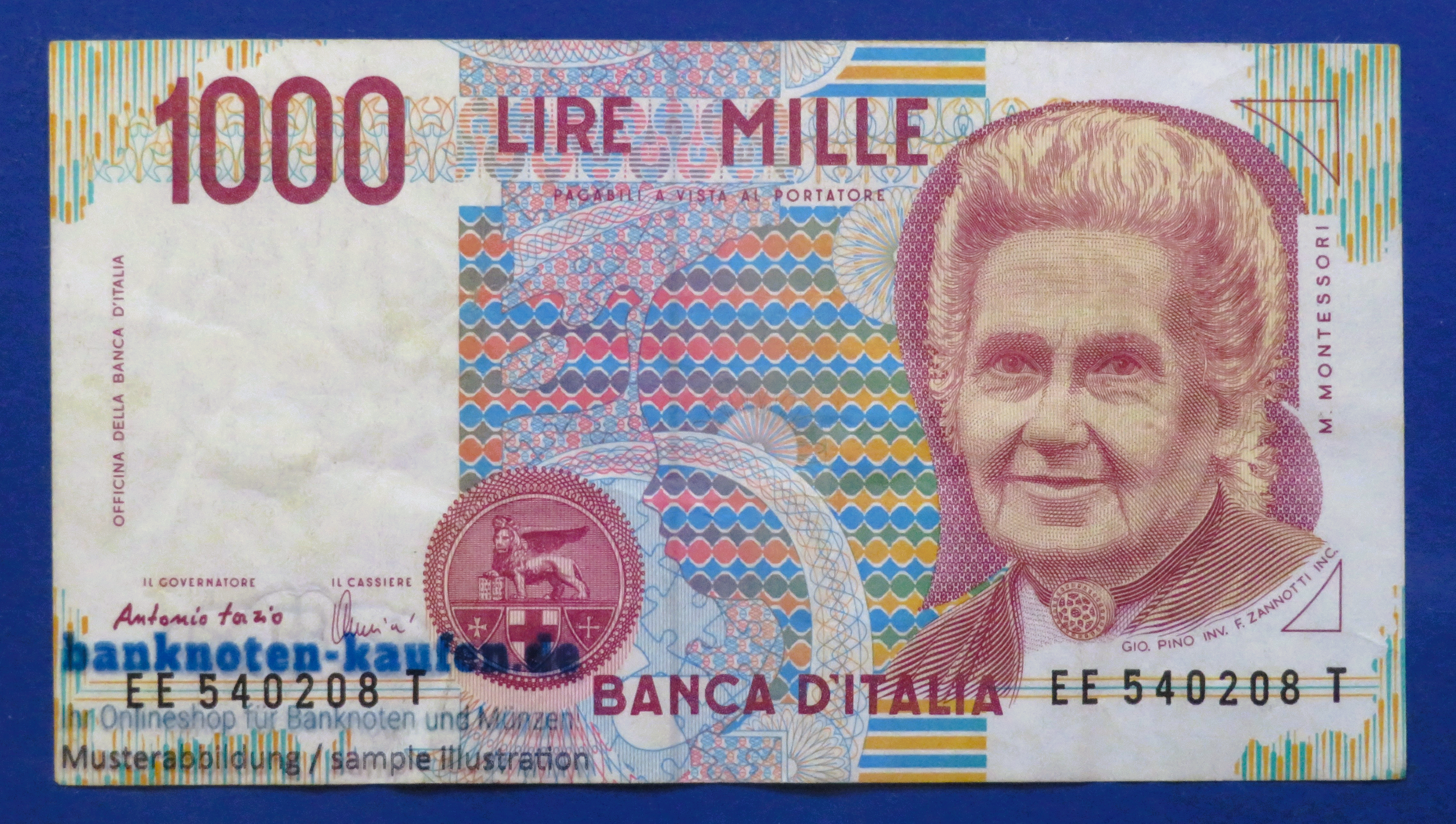 Italy - 1,000 Lire, 1990, circulated (USED / VF), P-114c