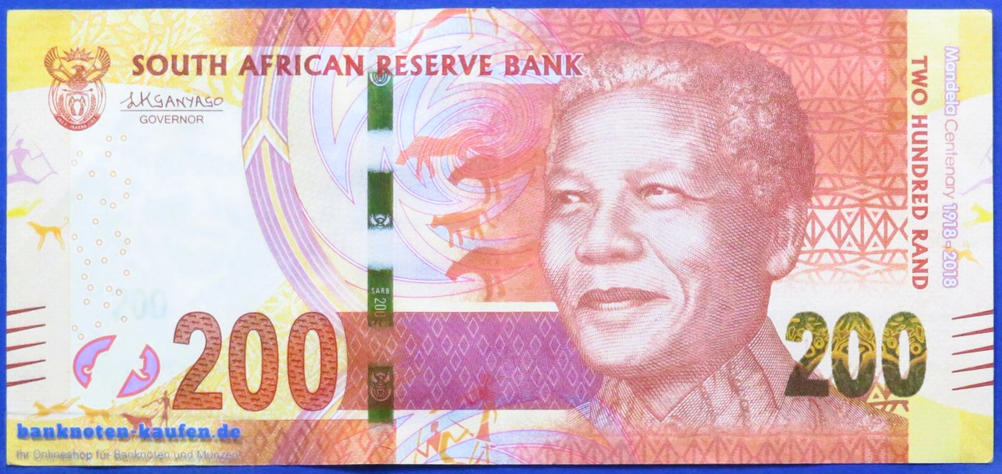 Südafrika, 200 Rand, 2018, gebraucht (USED / VF+), Gedenkausgabe, P-147a