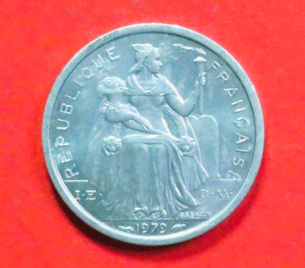 french Polynesia: 1 Franc, 1975+, circulated (used / xf), # 12