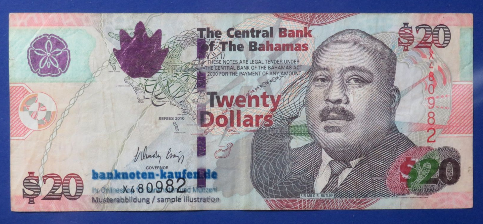 Bahamas, 20 Dollars, 2010, circulated (USED / F-VF), P-74A 