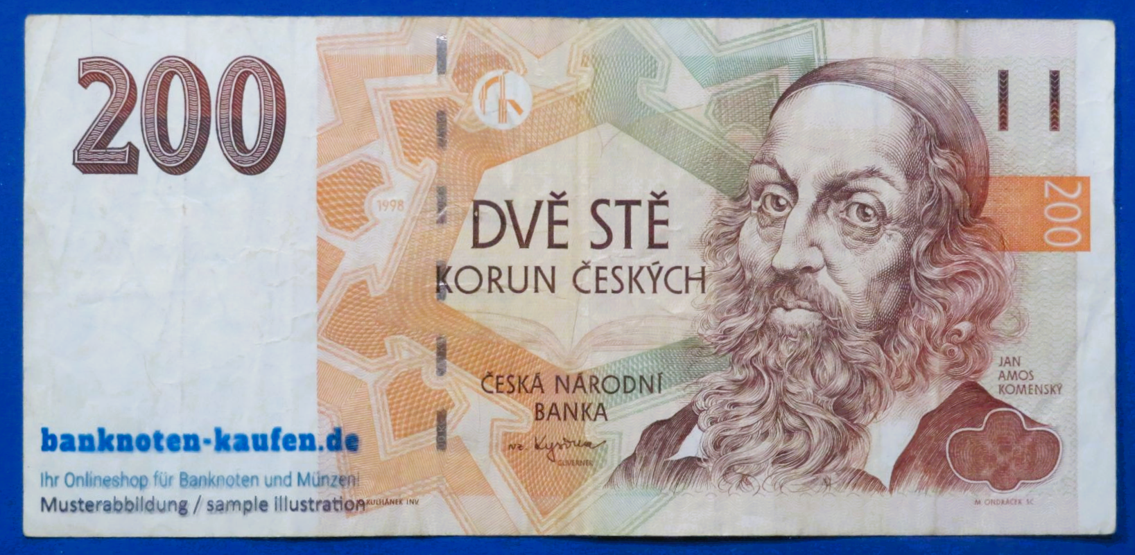 Czech Republic, 200 Korun, 1998,  circulated (USED / VF-), P-19b