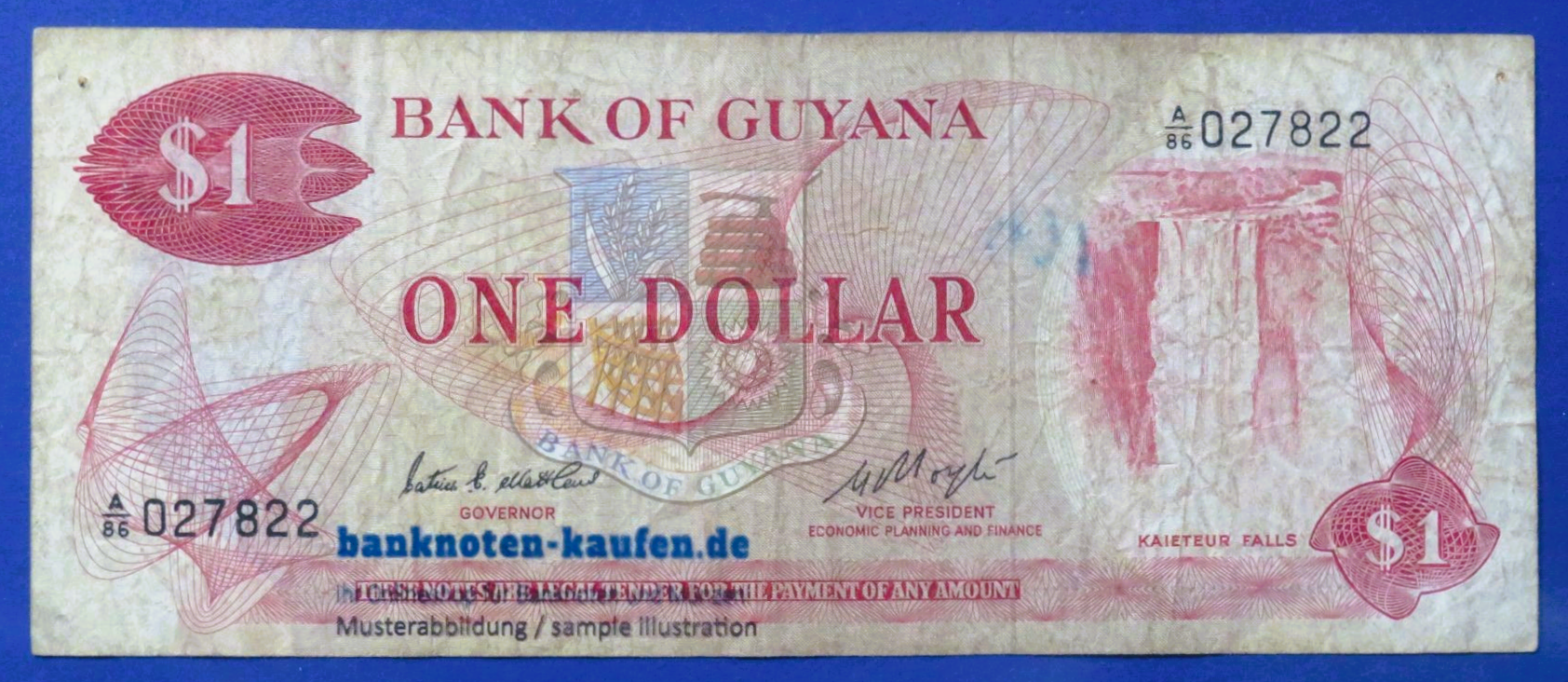 Guyana, 1 Dollar, 1966-1992ND, circulated (USED / VG), P-21e