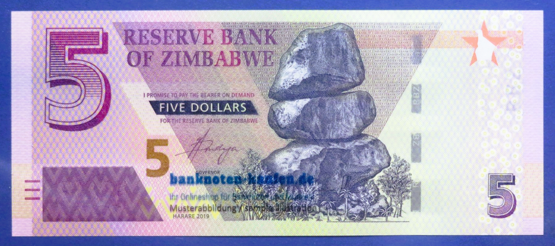 Zimbabwe, 5 Dollars, 2019, uncirculated (UNC), P-102