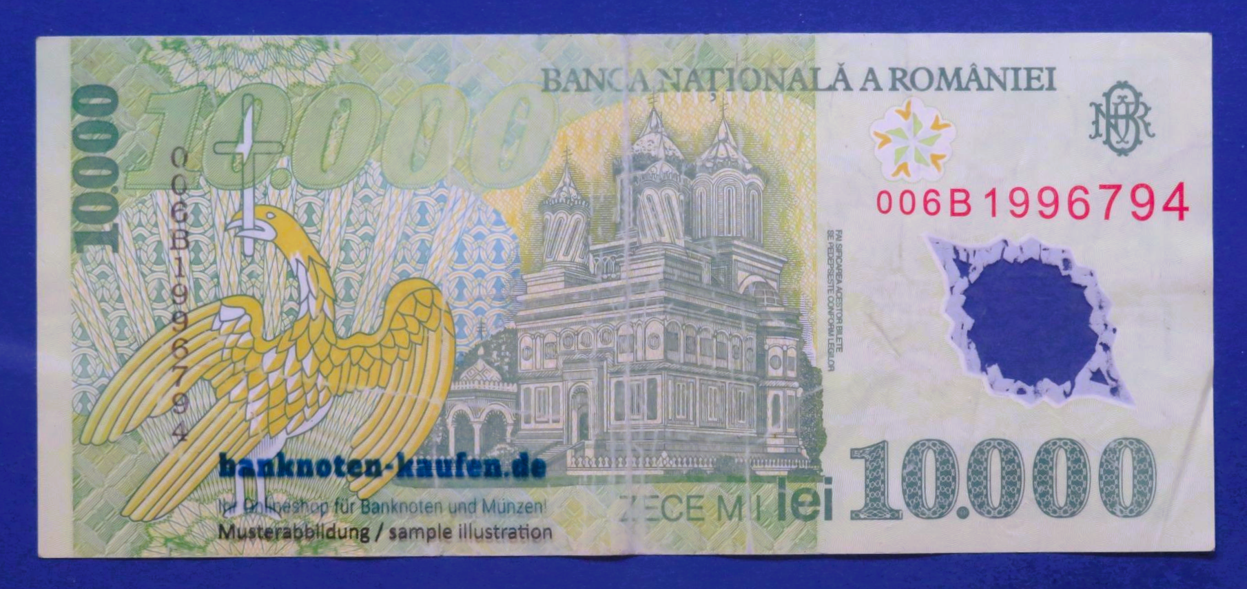 Rumänien, 10.000 Lei, 2000, gebraucht (USED / F), Polymer, P-112a