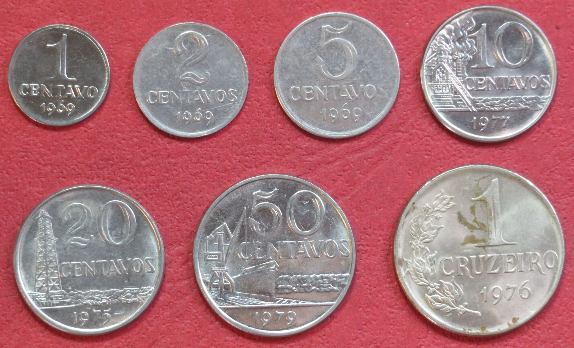 Brazil - Set 4: Lot of 7 coins, 0,01-1 Cruzeiro, 1969-1979, circulated (USED / vf)