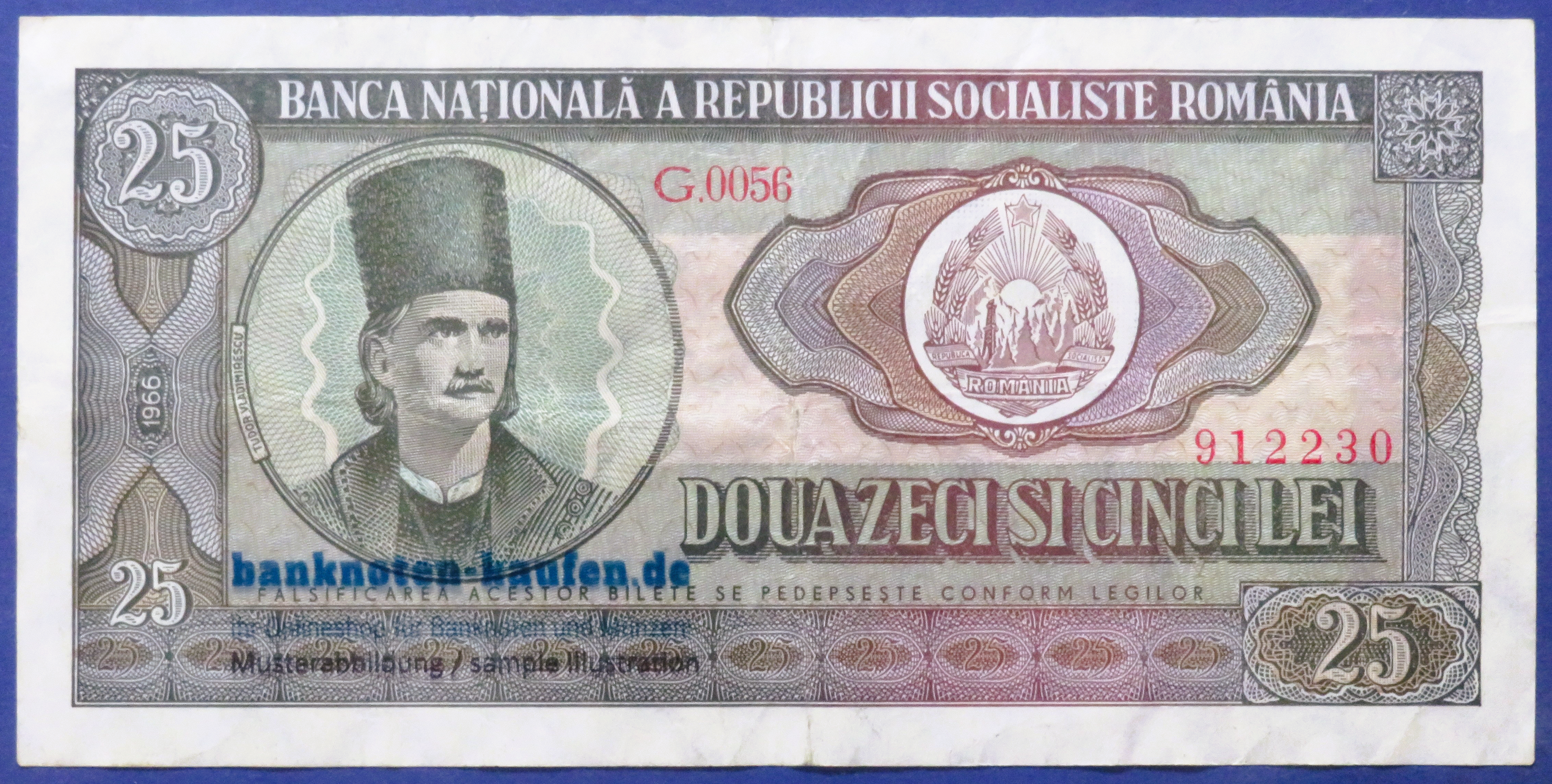 Rumänien, 25 Lei, 1966, gebraucht (USED / VF), P-95
