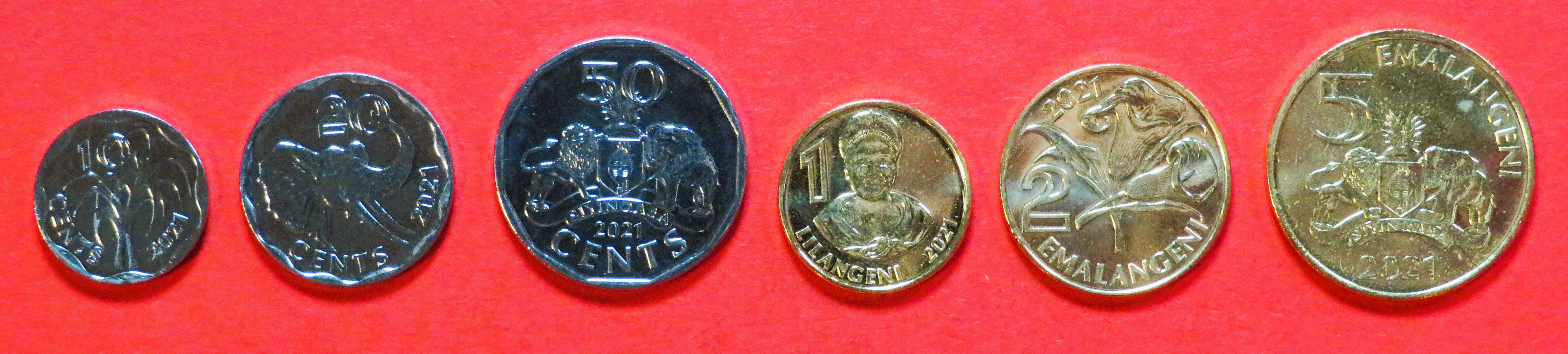 Eswatini, 10/20/50 Cents + 1/2/5 Emalangeni, 2021, uncirculated (UNC)