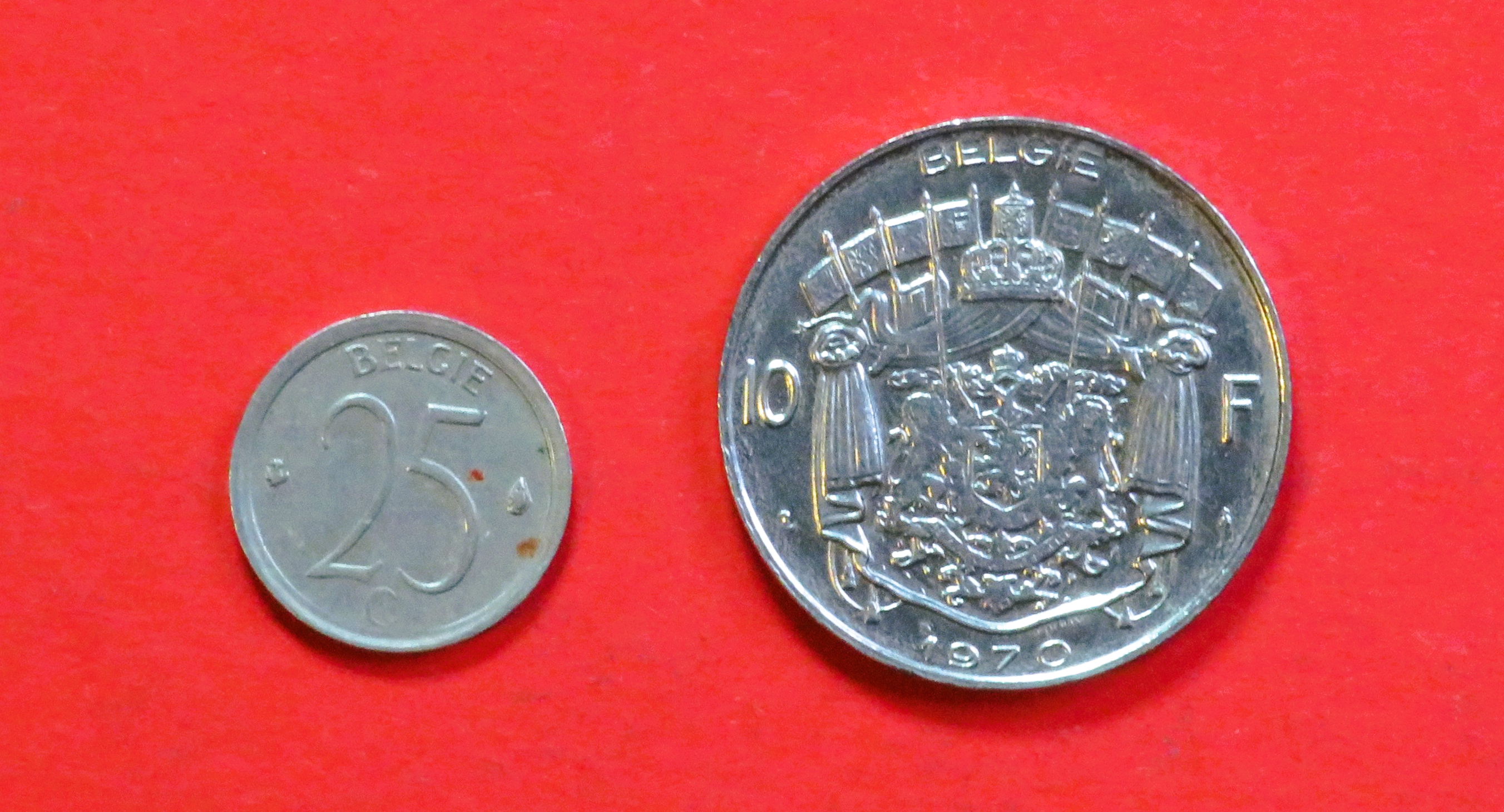 Belgium - Set 9:  25 Centimes + 10 Frank (nl-type), 1964-1979, circulated (USED / vf)