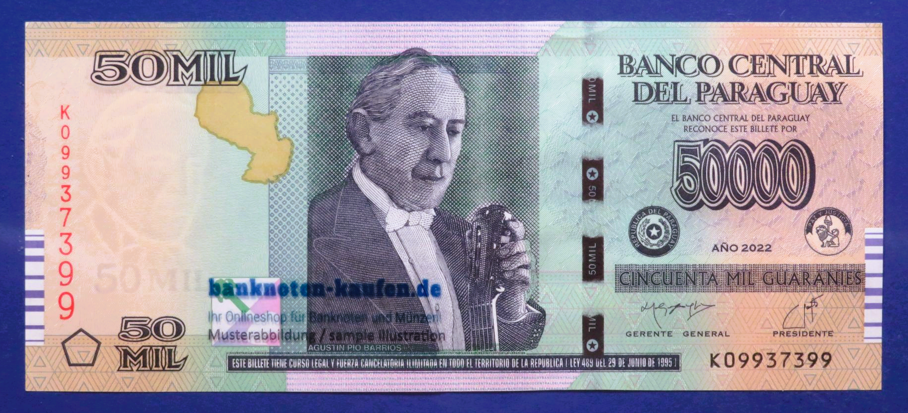 Paraguay - 50,000 Guaranies, 2022, extremely fine (XF), P-239d